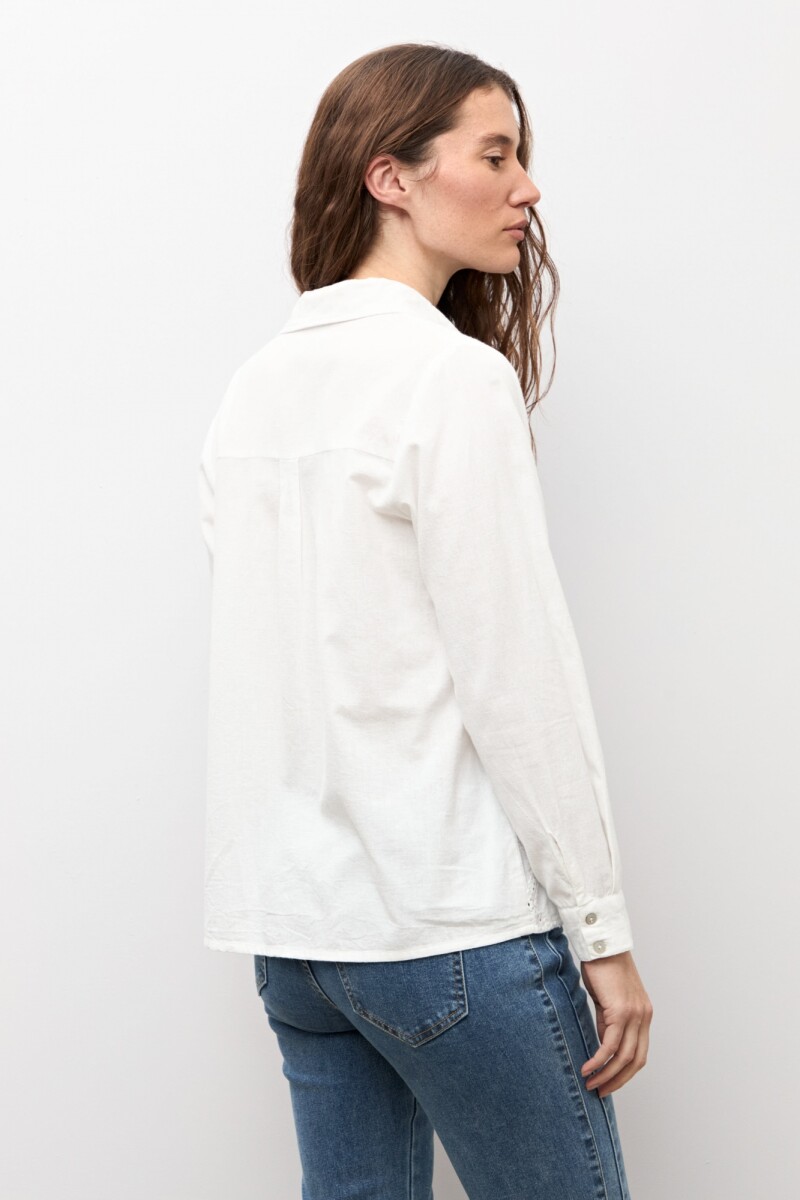 Camisa frente broderie blanco