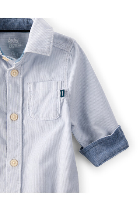 Body de pana, tipo camisa, celeste Sin color