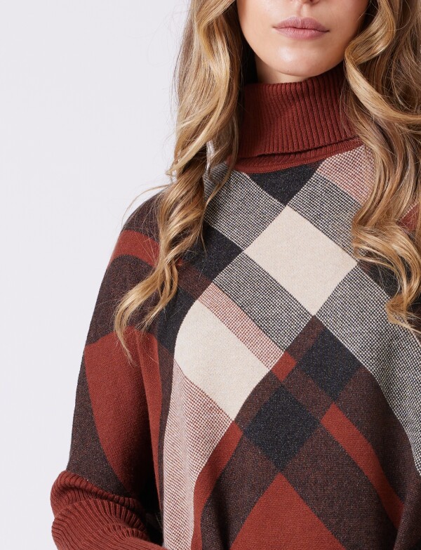 Polera Poncho Oversize MULTI/MARRON