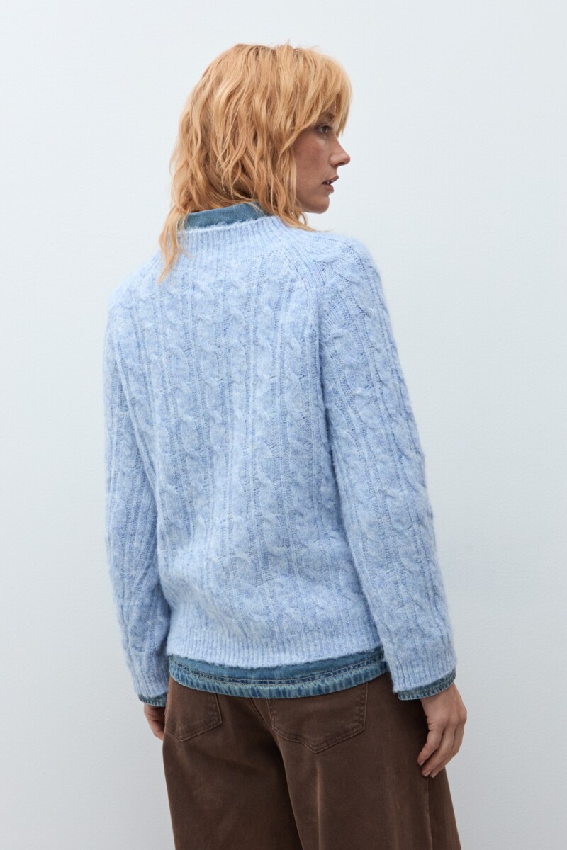 Sweater estructuras celeste melange