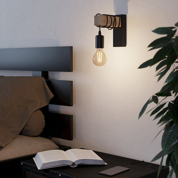 Lámpara de pared E27 brazo de acero móvil +campana EG6122