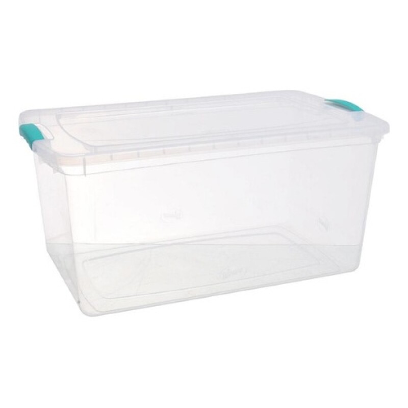 Caja organizadora de polipropileno transparente 61L con tapa Caja organizadora de polipropileno transparente 61L con tapa