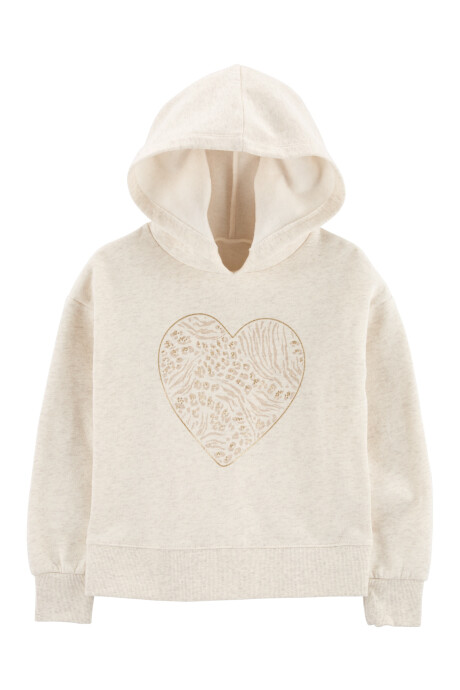 Buzo de algodón con felpa con capucha estampa corazón Sin color