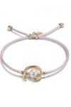 PULSERA DE HILO LILA CON PERLA SHELL FORNITURA BAÑADA EN ORO 18K. Pulsera