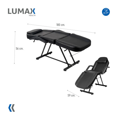 Camilla Reclinable Lumax Para Masajes Y Depilacion Tatuador Negro