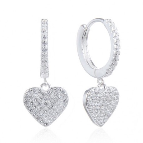 Par de aros de plata 925 con circonia y dije corazón. Par de aros de plata 925 con circonia y dije corazón.
