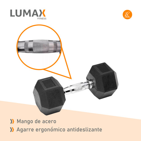 Mancuerna Fija Hexagonal Recubierta Mango Acero Lumax 10KG Mancuerna Fija Hexagonal Recubierta Mango Acero Lumax 10KG
