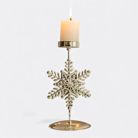 Porta Vela Candelabro Navideño Copo De Nieve