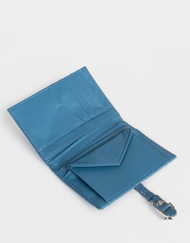 Billetera Billetera Snap Con Charm - Azul Celeste