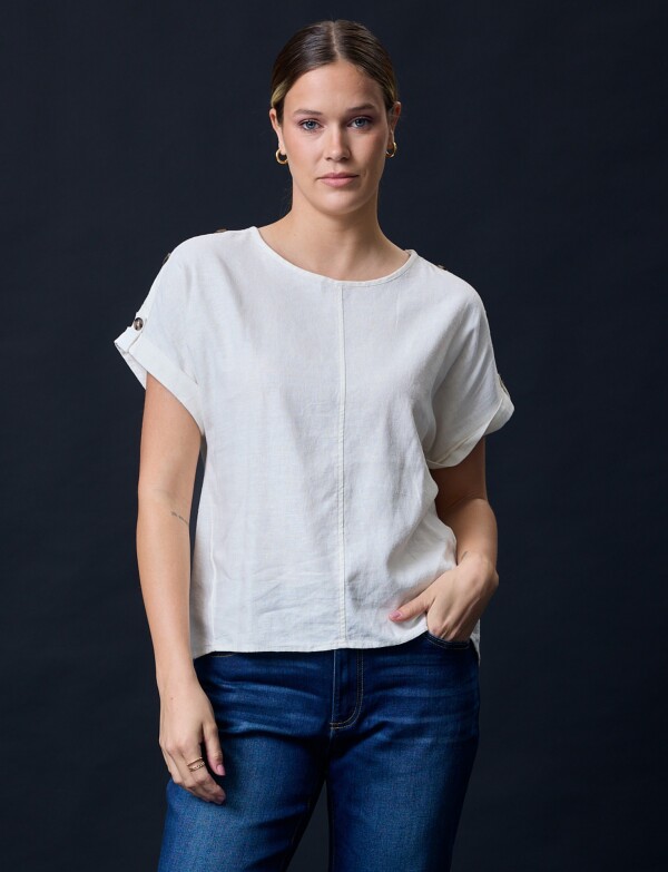 Blusa Lino Botones CRUDO