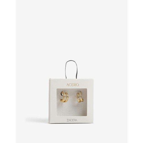 Argollas Acero Con Cubic Dorado