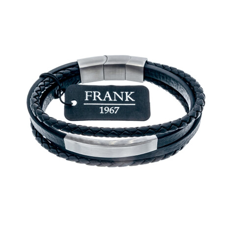 Pulsera de cuero y acero quirúrgico, FRANK. Pulsera de cuero y acero quirúrgico, FRANK.
