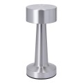 Lampara De Mesa De Luz Led Recargable Con Diseño De Cilindro Plateado