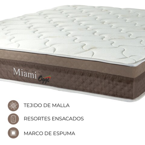 Sommier 2 Plazas Box y Colchón Miami Espuma y Resortes Pocket 138 x 188 x 65 cm - 120 Kg Sommier 2 Plazas Box y Colchón Miami Espuma y Resortes Pocket 138 x 188 x 65 cm - 120 Kg