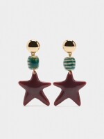Pendientes Largos Estrellas Con Cerámica multicolor