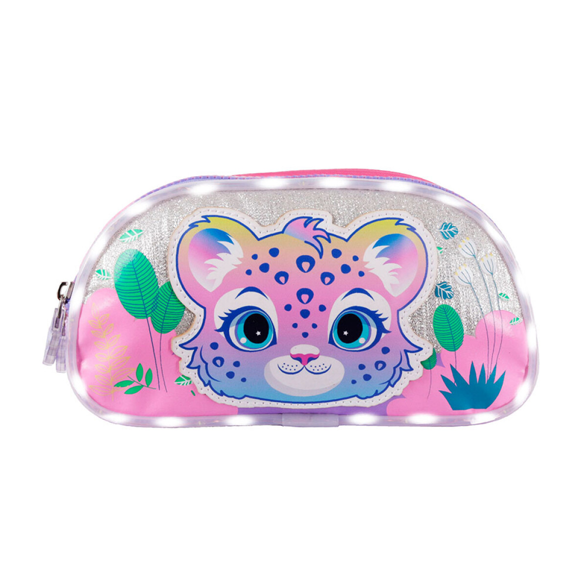 Cartuchera Footy Gatito Con Luz, Doble Cierre - Rosa Claro 