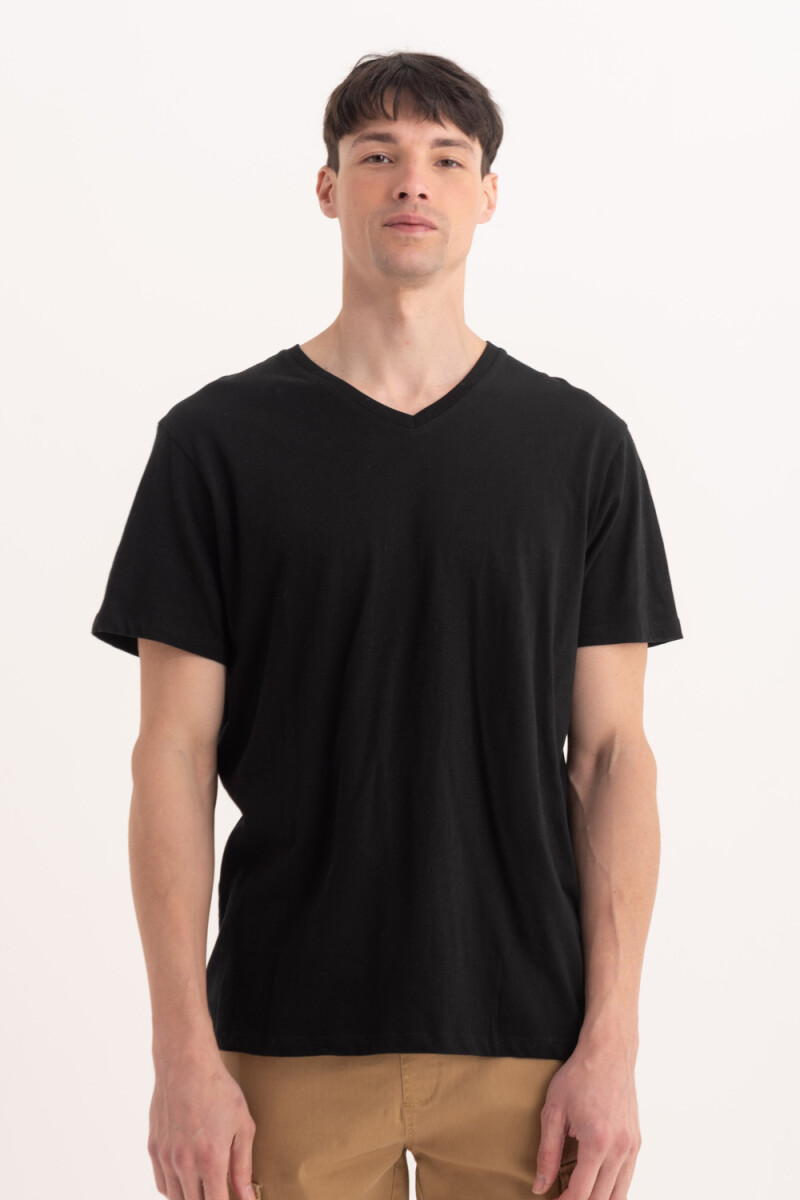 Camiseta cuello en V Negro