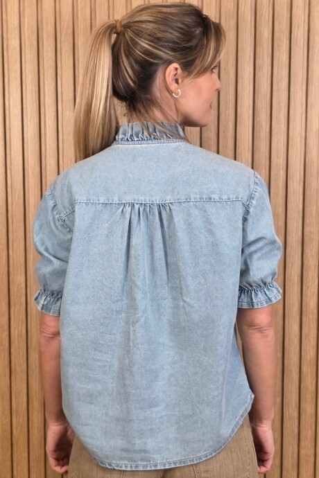 Camisa Flora Denim Celeste
