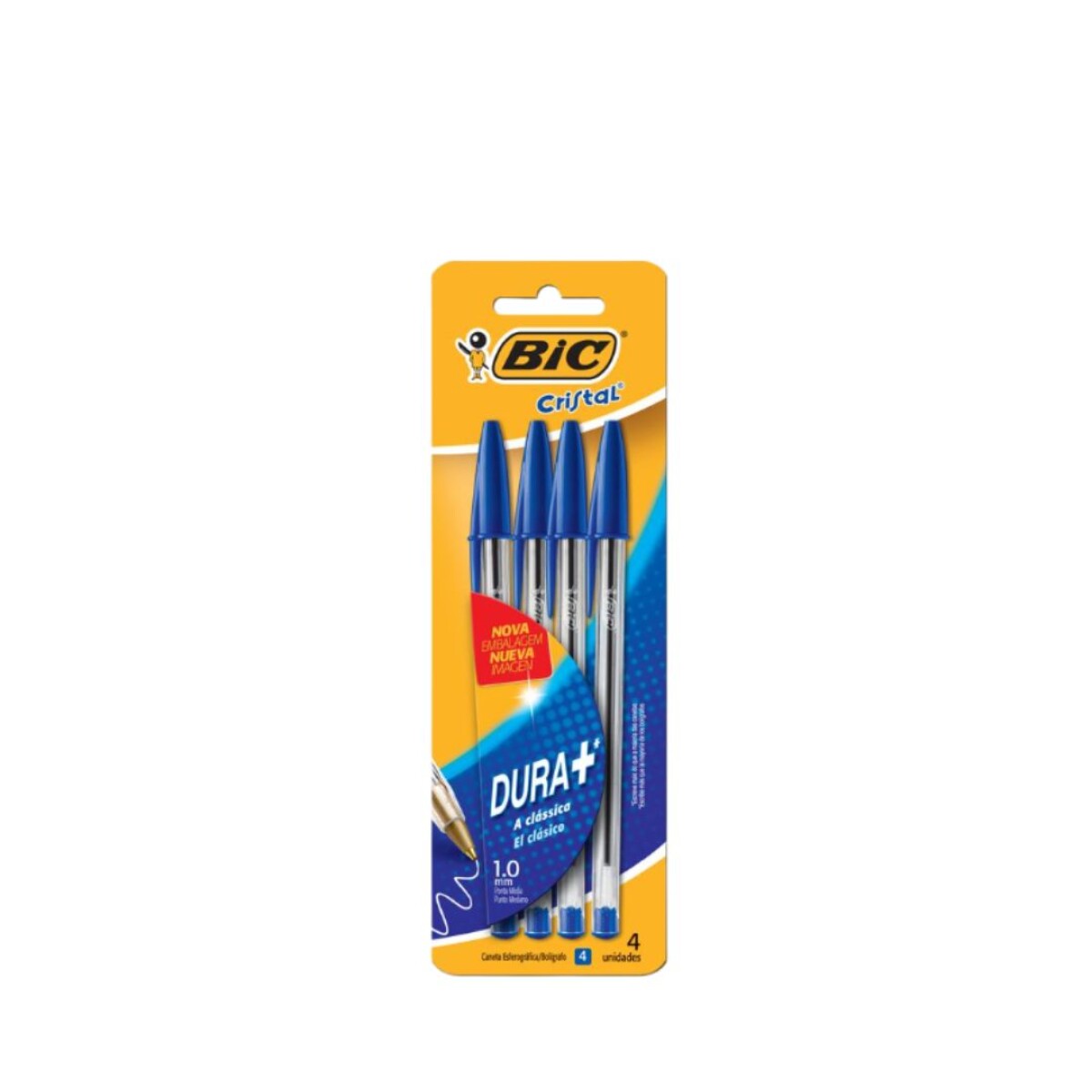 BOLIGRAFO BIC CRISTAL MEDIANO AZUL BLISTER X4U S/C
