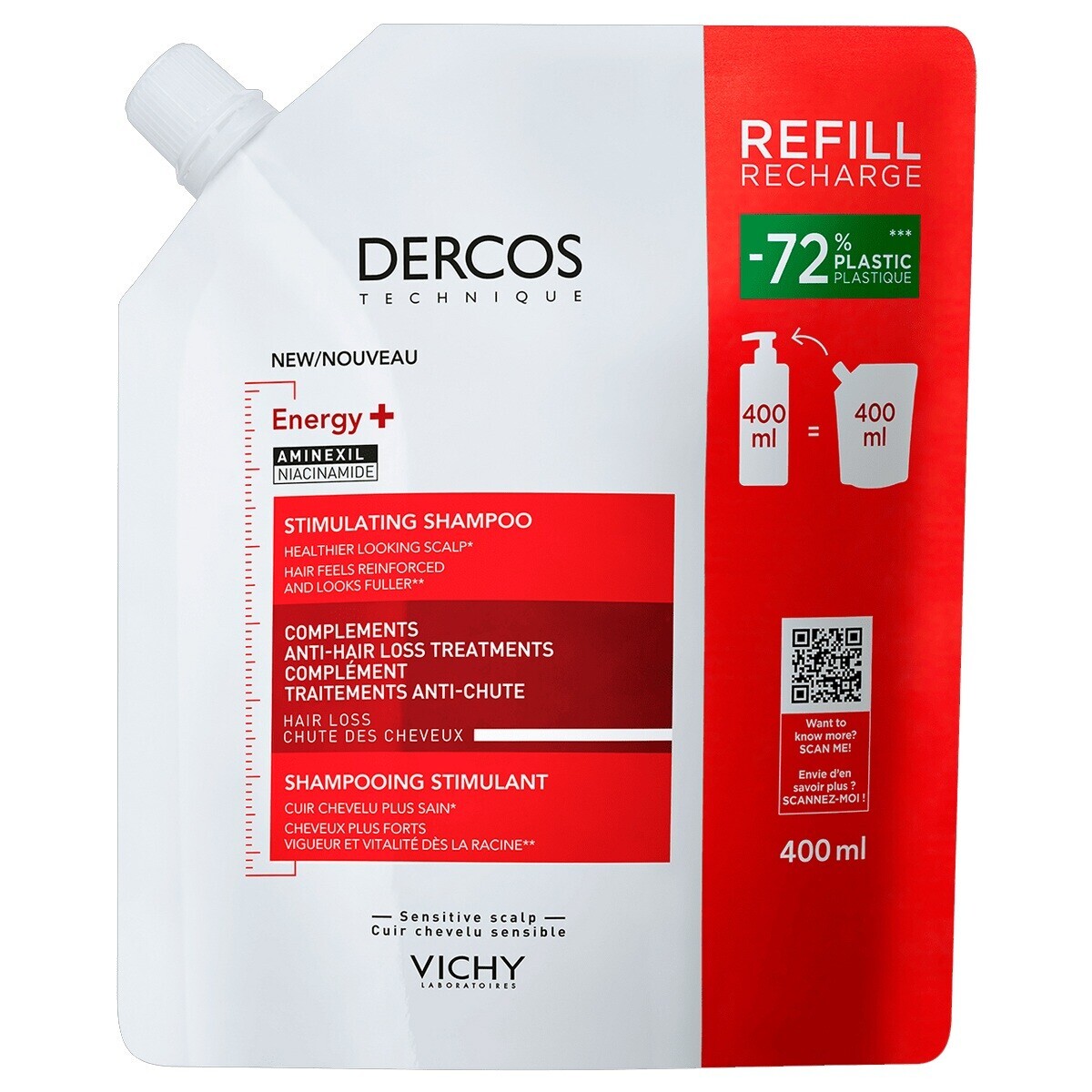 VICHY DERCOS SHAMPOO ENERGIZANTE ANTICAIDA 400 ML REFILL 