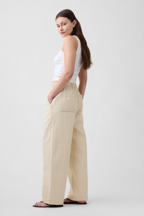 Jean Pull On Wide Leg Mujer Neutral Stripe
