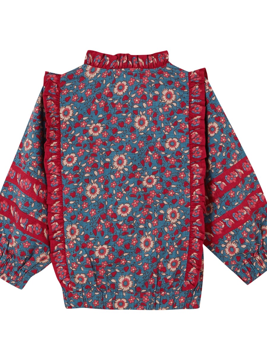 Camisa De Flores Azul Claro