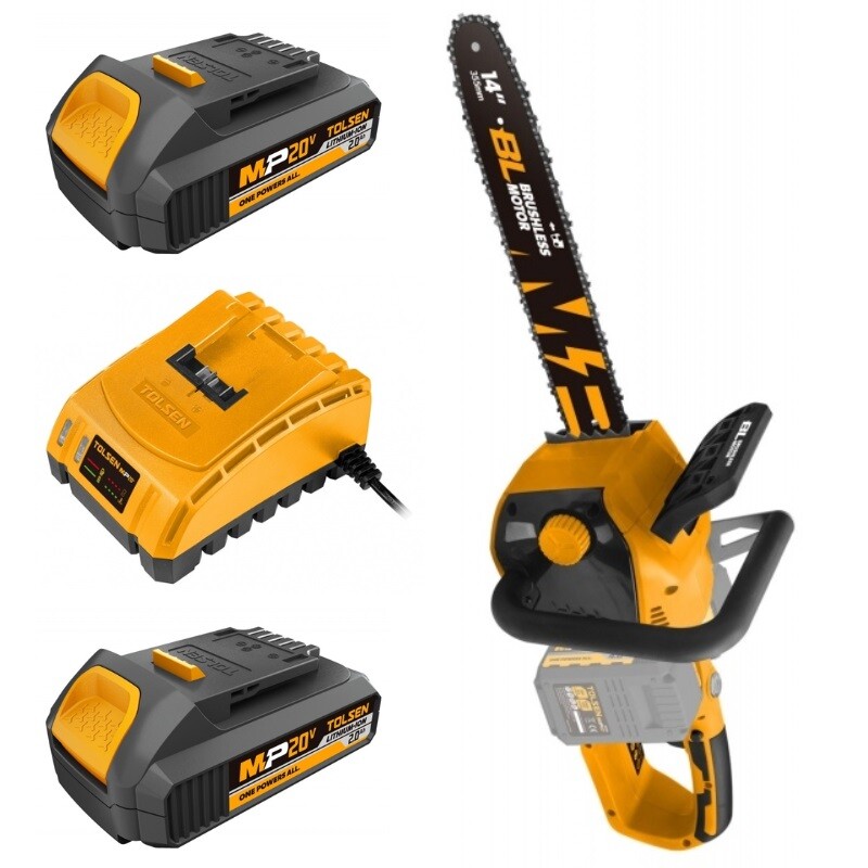 TOLSEN COMBO MOTOSIERRA LI-ION 20V 14 355MM + 2 BATERIAS 2.0 Tolsen Motosierra Li-ion 20v 14 355mm (*)
