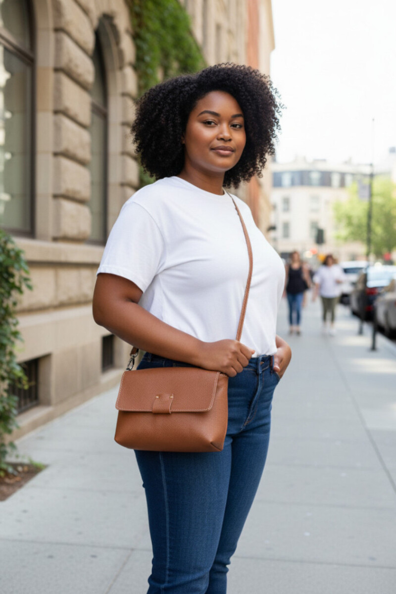 Morral con solapa chico Dulce de Leche