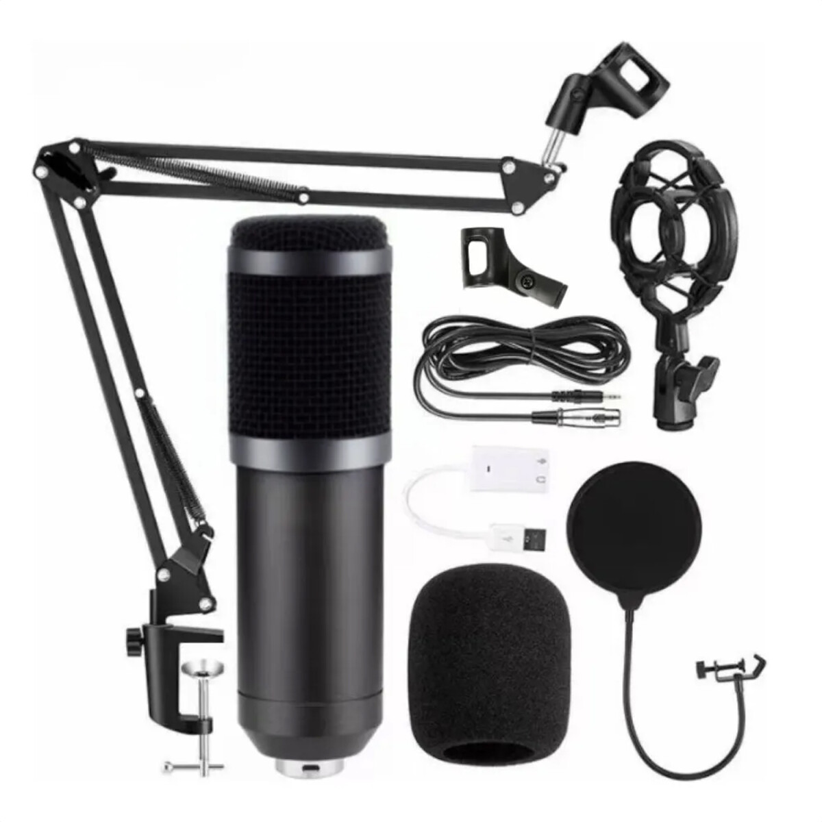 Microfono Condensador Kit Soporte Tijera Antipop Araña - MICROFONO + KIT STREAMING LIKE ZYX0015 