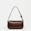 Cartera al hombro Leaf en efecto cuero liso Marron