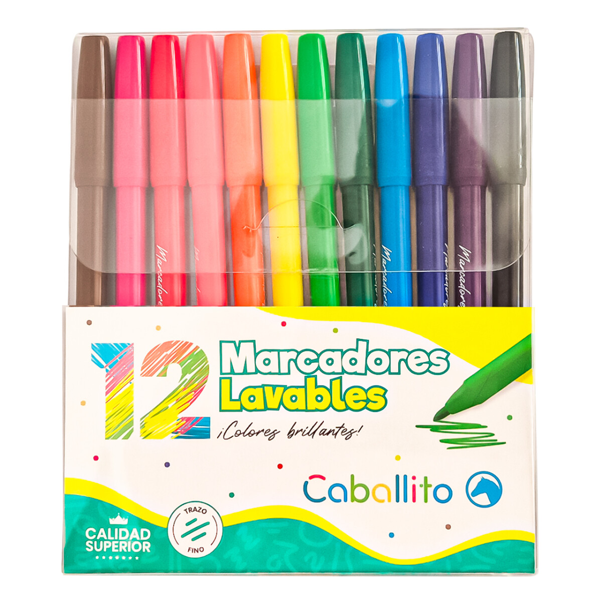 MARCADORES CABALLITO FINOS 12 COLORES 