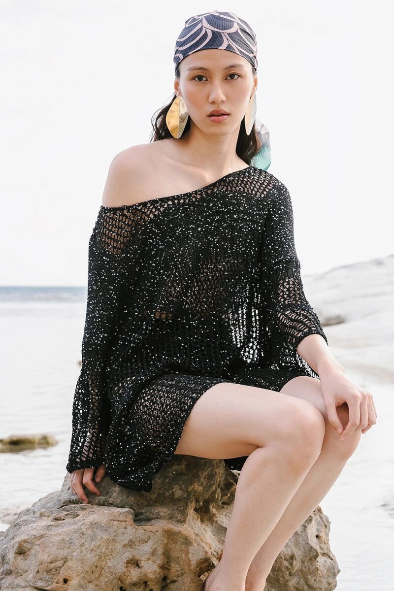 KNITTED SWEATER STAR Negro