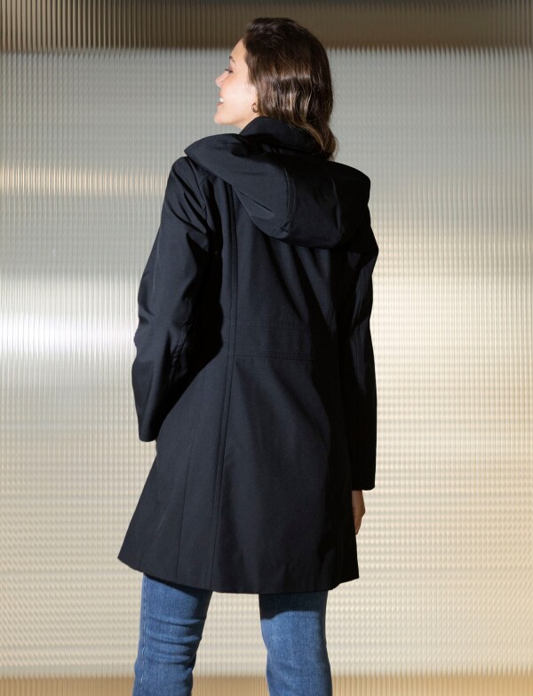 Gabardina Impermeable Capucha NEGRO