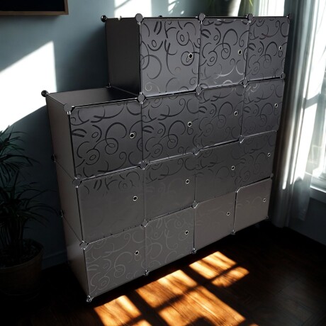 Armario Plástico Lumax 15 Puertas Desmontable Portátil Negro