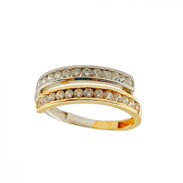 Anillo Cruzado-Oro 18k-Piedra Zirconia-AN9518 conpiedra