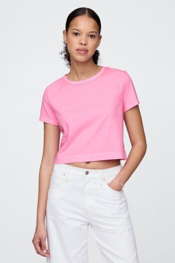 Remera Básica Crop Mujer May Pink