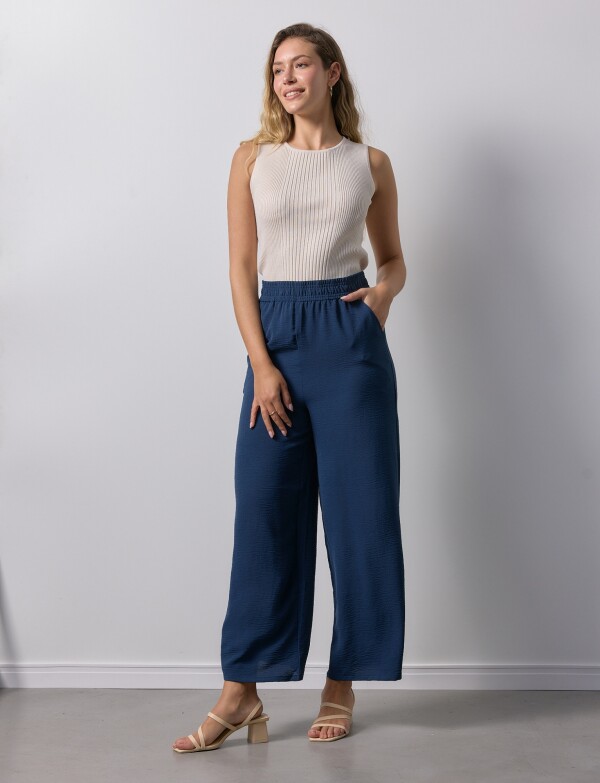 Pantalon Wide Leg Solid AZUL
