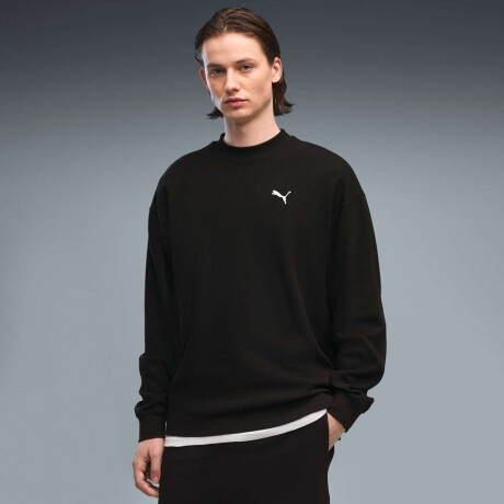Buzo Ess Elevated Relaxed Material Crew de Hombre Negro