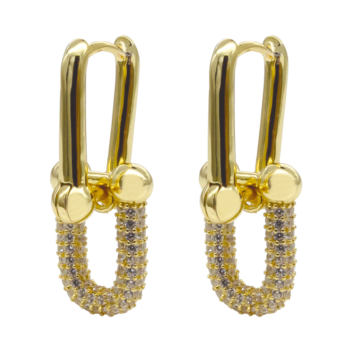Par de aros de plata 925 con baño de oro amarillo. 
