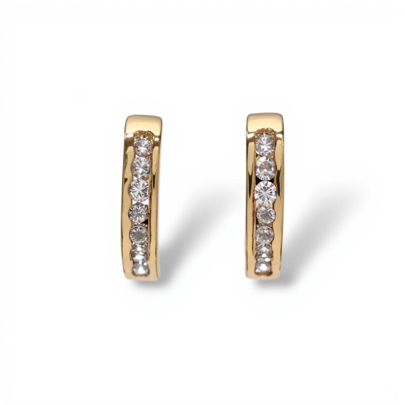 Caravanas Medio aro Zirconia-Plata y oro-Zirconia-CA5034 conpiedra