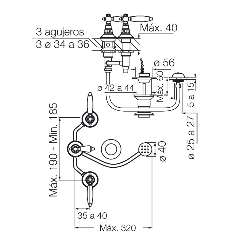 GRIFERÍA DE BIDET BIMANDO MODELO VERMONT LEVER Grifería De Bidet Bimando Modelo Vermont Lever