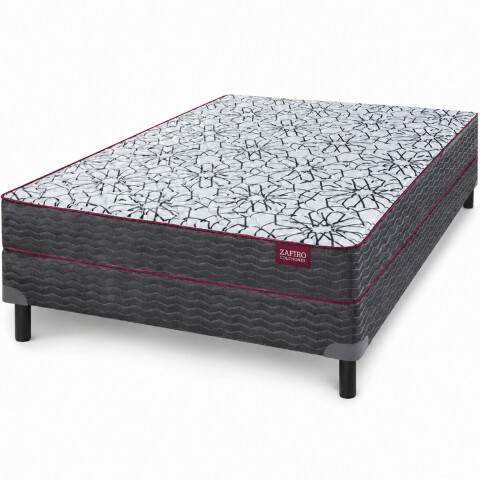 Conjunto sommier y colchón de resortes Zafiro Iridio 2 plazas 140x190 Conjunto sommier y colchón de resortes Zafiro Iridio 2 plazas 140x190