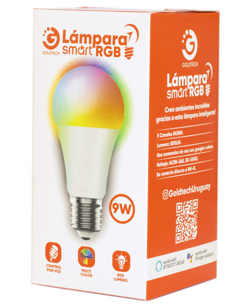 Lámpara Smart LED Goldtech RGBW 9W con control por voz por WiFi Lámpara Smart LED Goldtech RGBW 9W con control por voz por WiFi