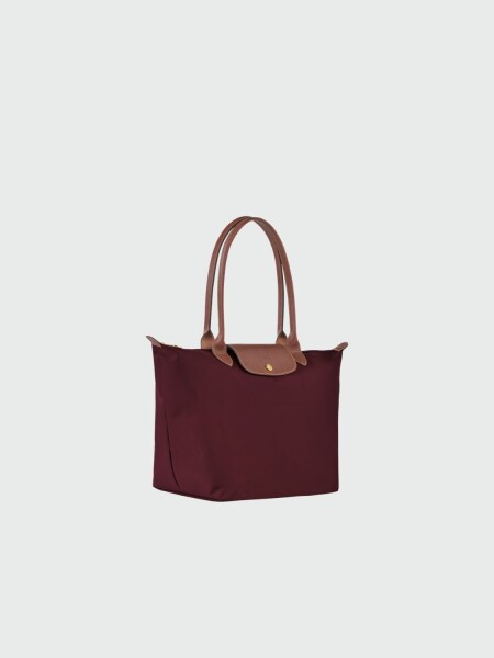 Longchamp -Cartera Longchamp plegable de nylon con cierre y asa larga, Le pliage L Bordó