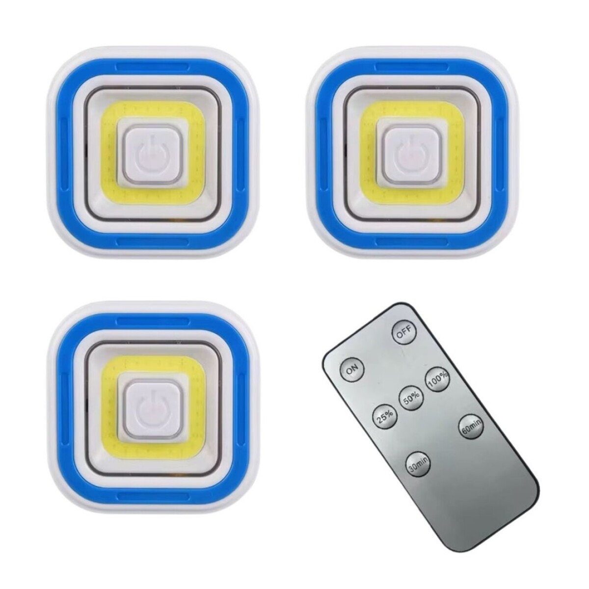 JUEGO DE LUCES LED MÚLTIPLES SET x3 CON CONTROL • 9x9cm 