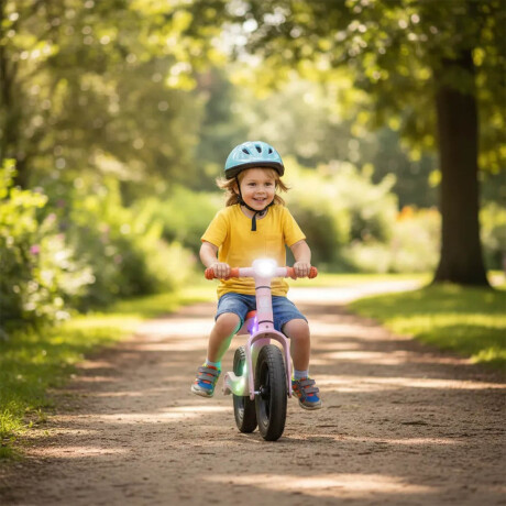 Bicicleta De Equilibrio Sin Pedales C/Luz R10 Niños Rosa
