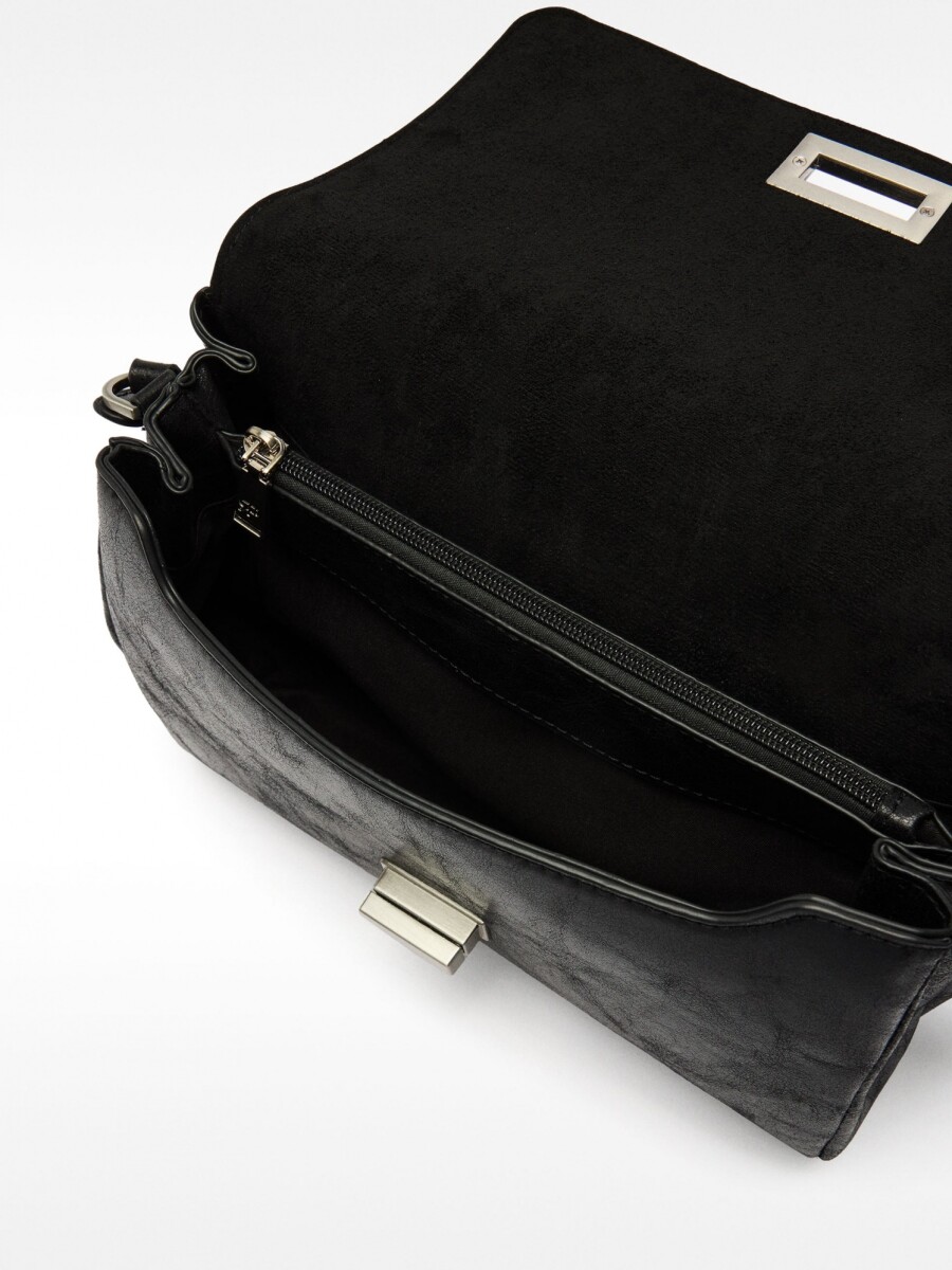 Bolso Bandolera Con Solapa negro