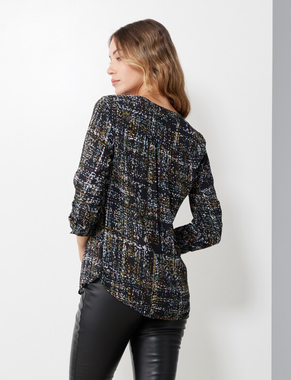 Blusa Gasa Print MULTI/NEGRO