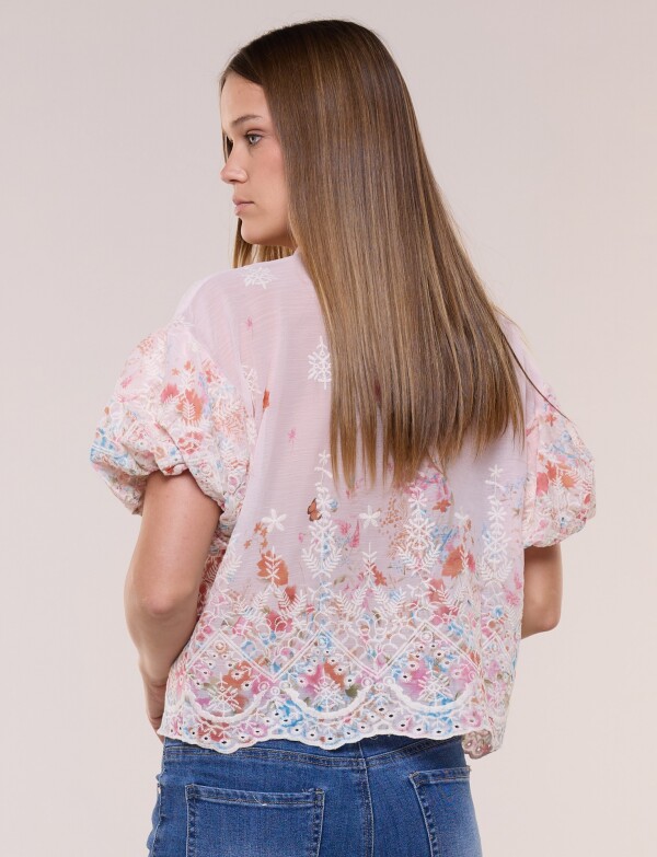 Camisa Boho Bordada ROSA/MULTI