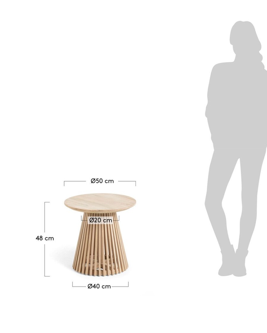 Mesa auxiliar Jeanette madera maciza de teca Ø 50 cm Mesa auxiliar Jeanette madera maciza de teca Ø 50 cm